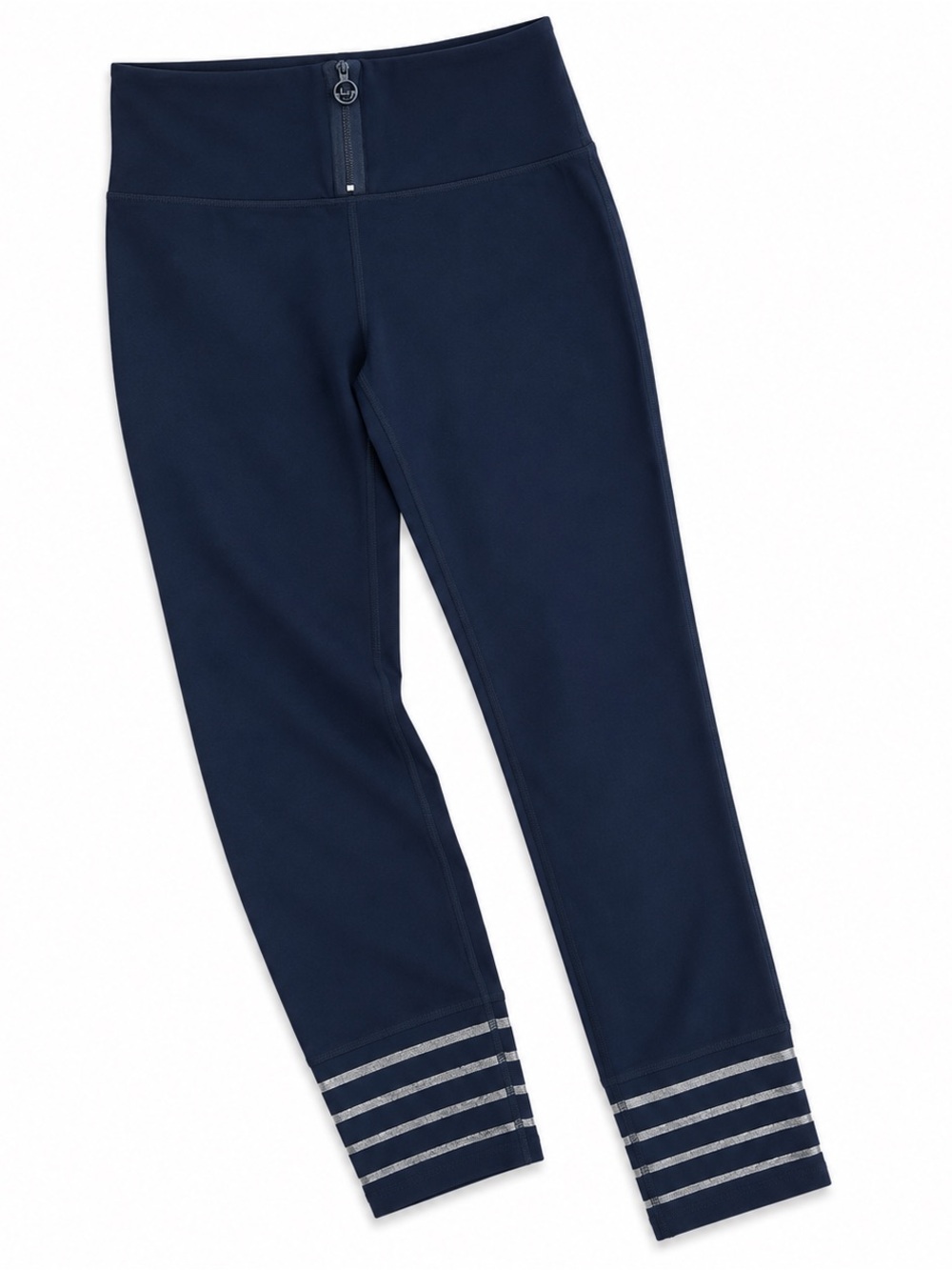 Lorna Jane Black 7/8 Active Leggings with Sheer Striped Cuffs